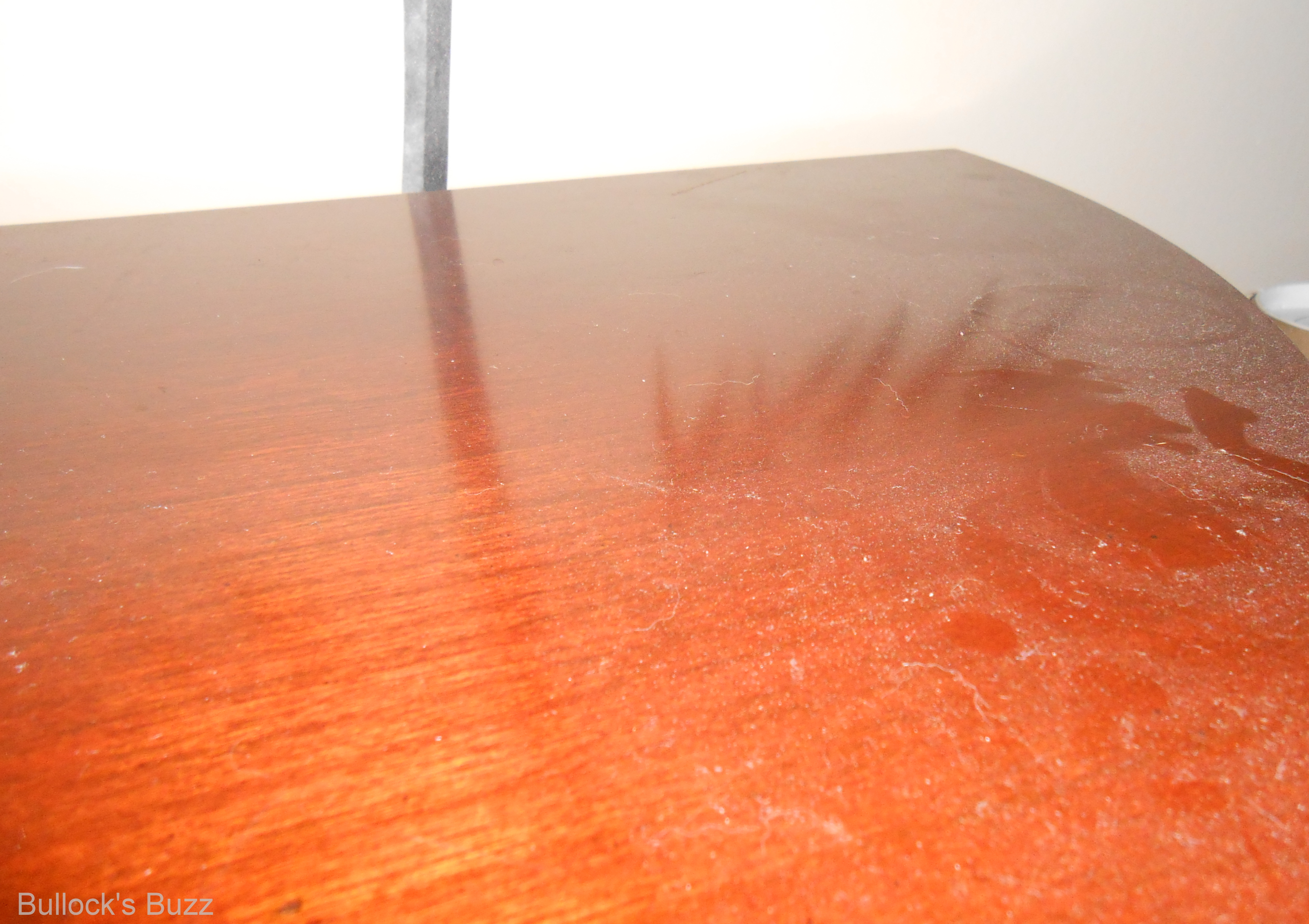 dusty table before cleaning