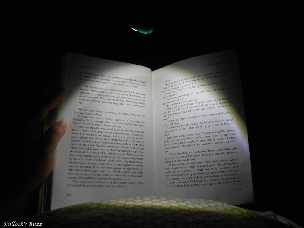 mighty bright book light in use