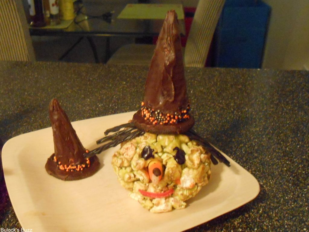 Popcorn Ball Witches on plate