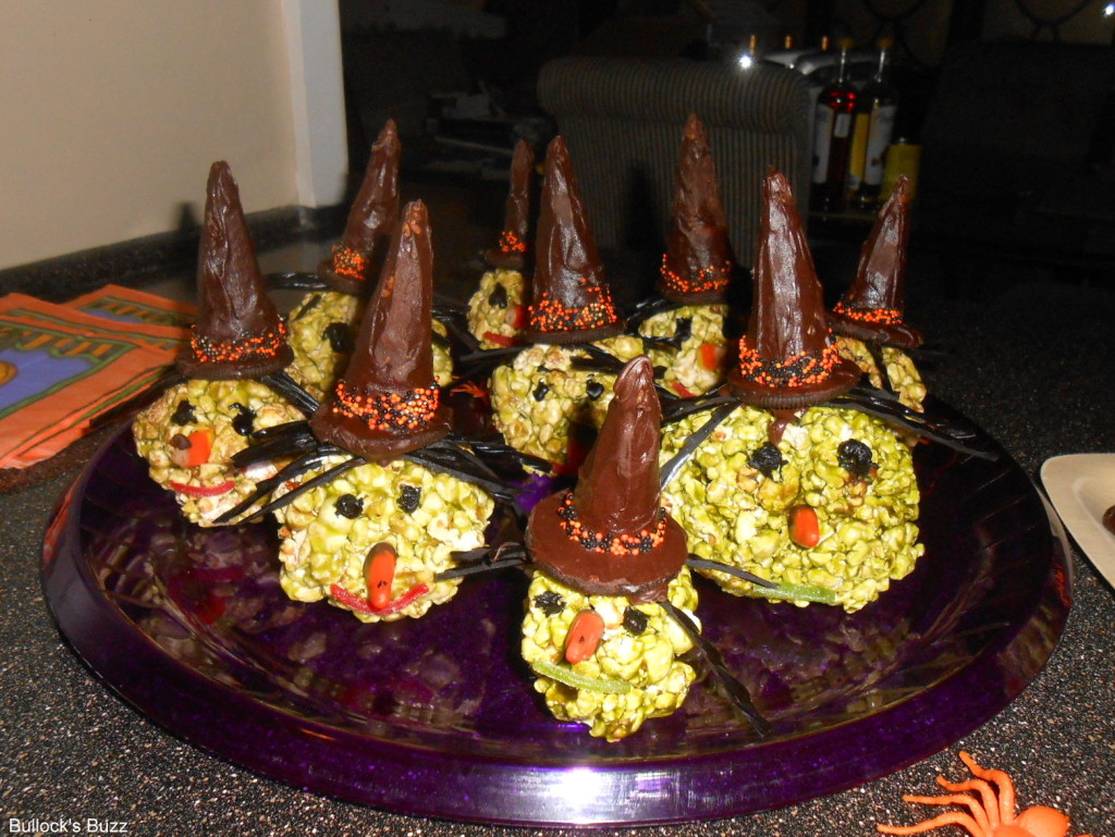 Popcorn Ball Witches on tray