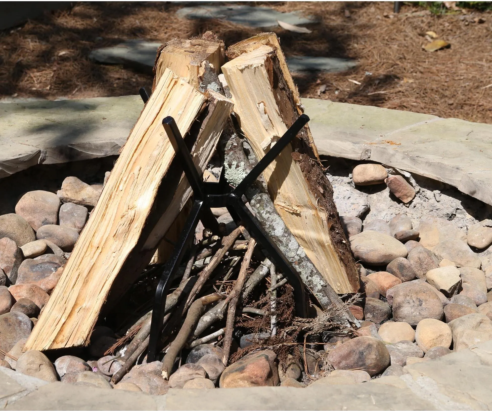 wood in tepee format setup