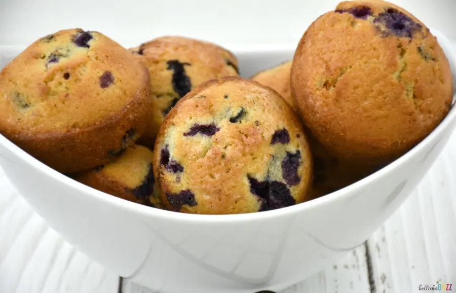 homemade blueberry muffins in a bowl