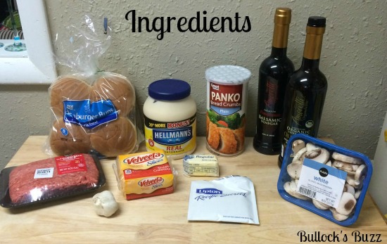 ingredients to make Juicy Burger with Cheddar & Sauteed Mushrooms