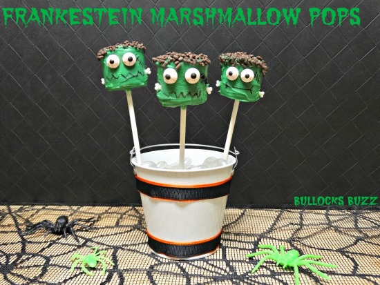 Last Minute Halloween Party Treats Frankenstein Marshmallow Pops finished