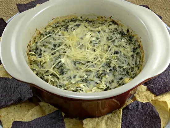spinach and artichoke dip in bowl