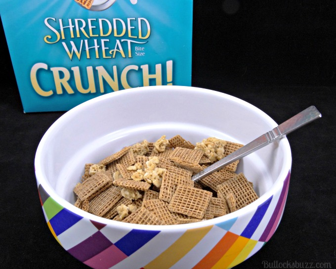 Post Shredded Wheat Crunch cereal in bowl and box