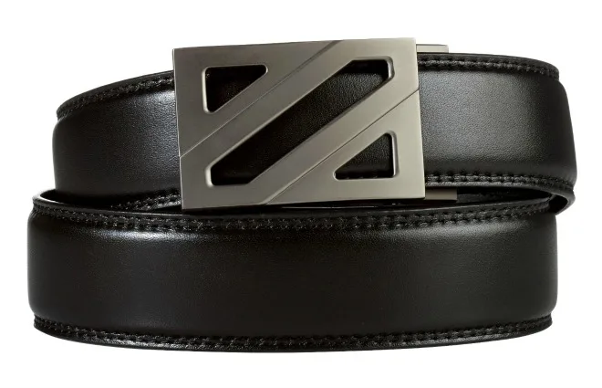 Trakline Belts Epic Gunmetal buckle, full-grain black leather belt