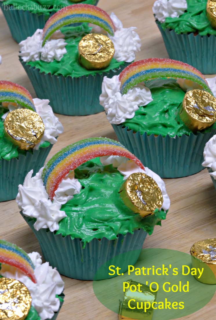 It's easy to find the gold at the end of the rainbow with these adorable St Patrick's Day Pot O' Gold Cupcakes!