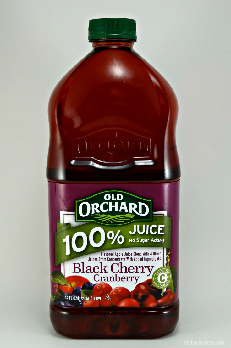 old orchard black cherry cranberry juice bottle front