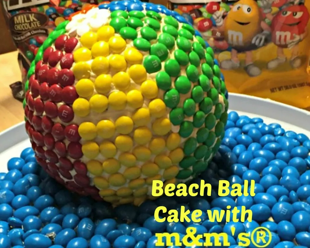 Beach Ball Cake with M&M's