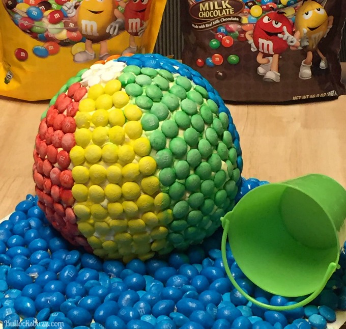 M&M’s® Beach Ball Cake finished on tray