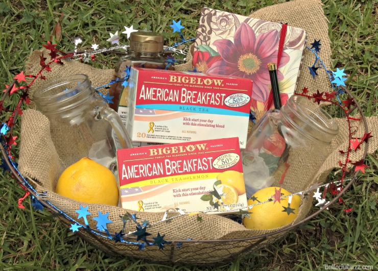 Gift Basket and Bigelow Tea finished basket