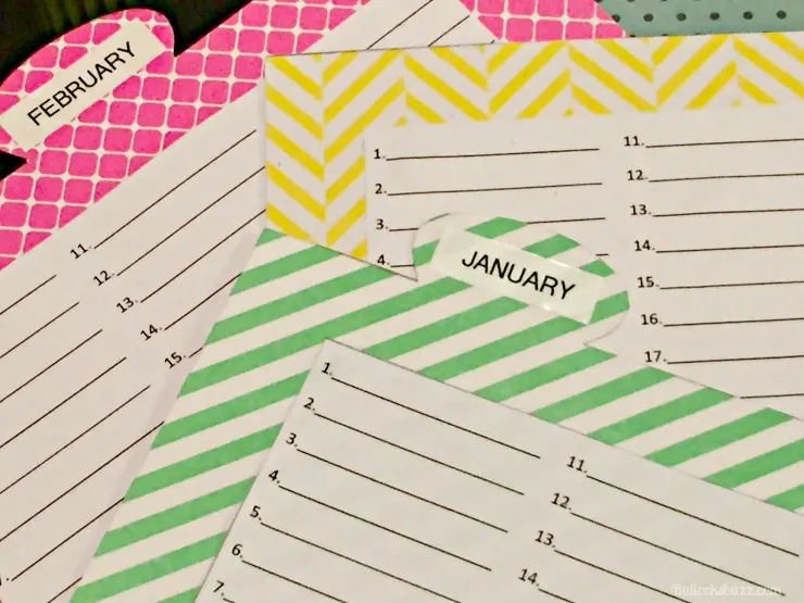 Hallmark Greeting Cards DIY Organizer add numbered list to each month divider