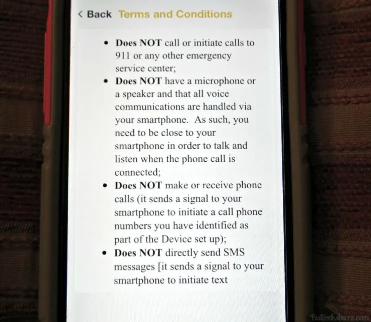 V.ALRT Personal Emergency Alert Device setting up terms and conditions