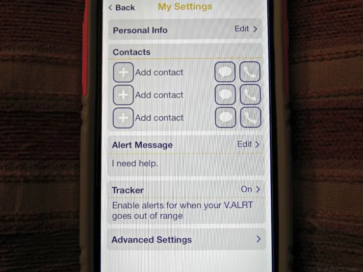 V.ALRTsetting up adding contacts