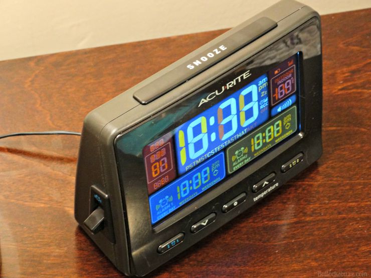 AcuRite Atomic Dual Alarm Clock Temperature top view