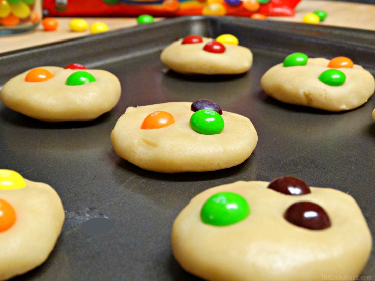 Skittles® Cookie Ice Cream Sandwiches gently insert a few skittles