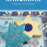 Delicious, homemade piñata sugar cookies baked in the shape of Star of David's with a candy surprise inside!
