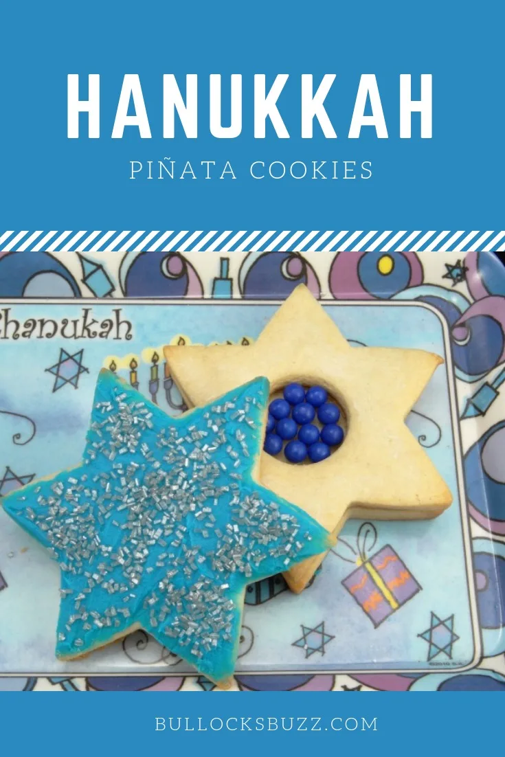 Hanukkah Pinata Cookies with blue candies in the middle