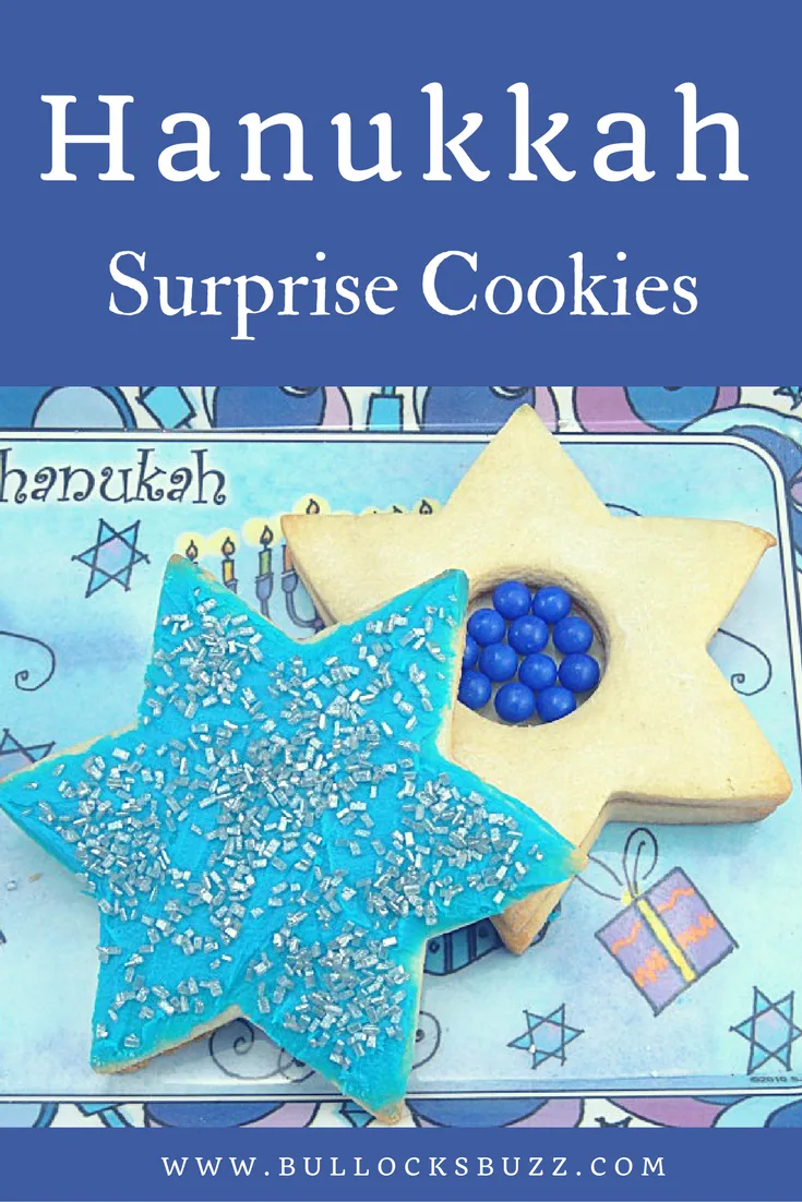 Star of David Hanukkah Cookie with candy in the middle. 