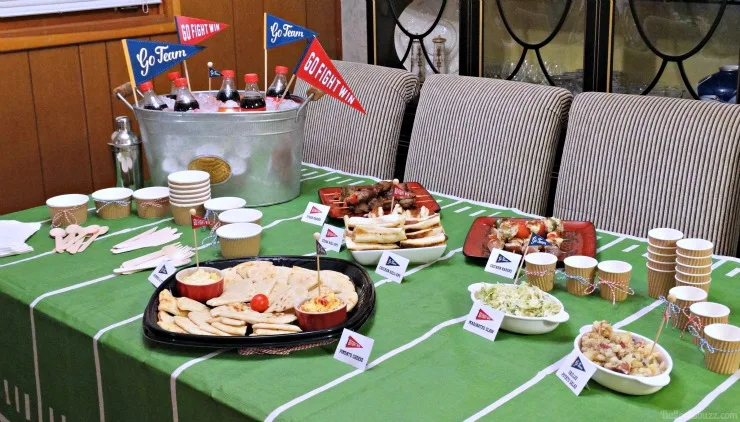 Big Game celebration home gating party zoes table layout