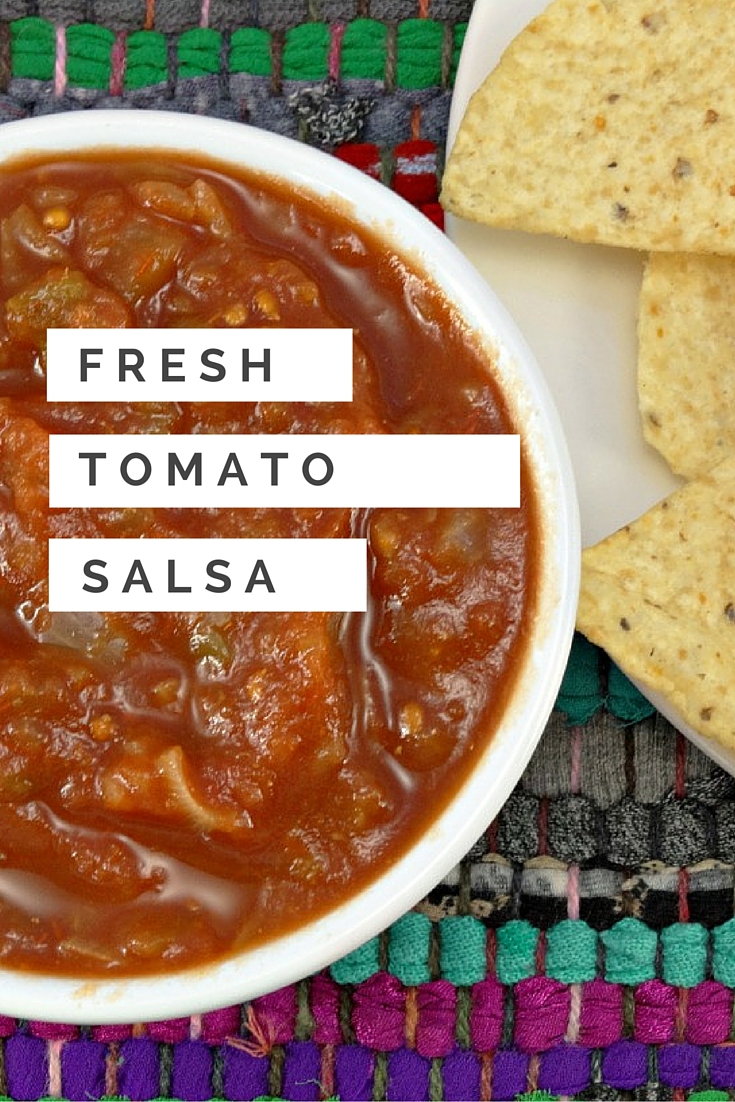 Made with only the freshest ingredients, this irresistible Garden Fresh Homemade Salsa has a nice chunky texture and is absolutely packed with vibrant flavor. Best of all, it comes together in five minutes or less!