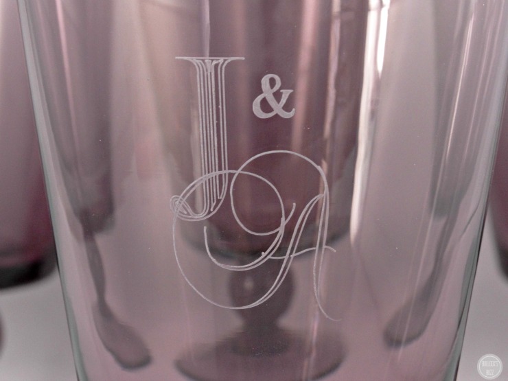 things rememberedcustomized gifts violet monogrammed goblet set monogram close up