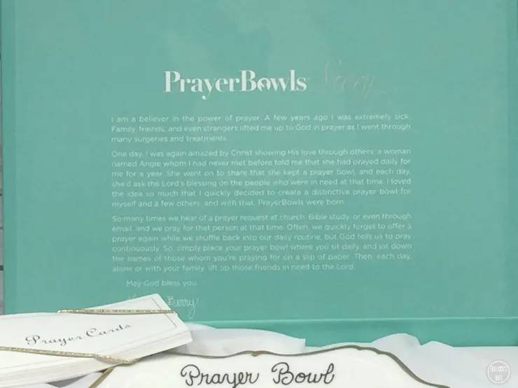 text on box telling PrayerBowls story