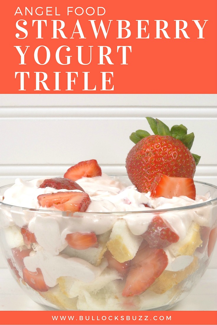 A light and refreshing sensational summer dessert that's super easy to put together, looks impressive and tastes absolutely amazing; Angel Food Strawberry Yogurt Trifle!