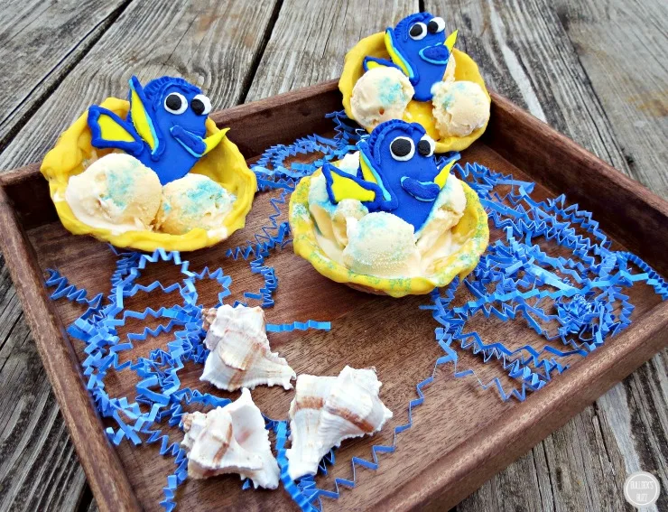 Finding Dory Chocolate Covered Waffle Bowls with Ice Cream main