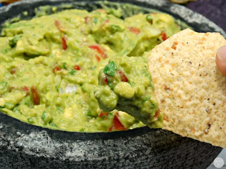 Authentic Homemade Guacamole on chip