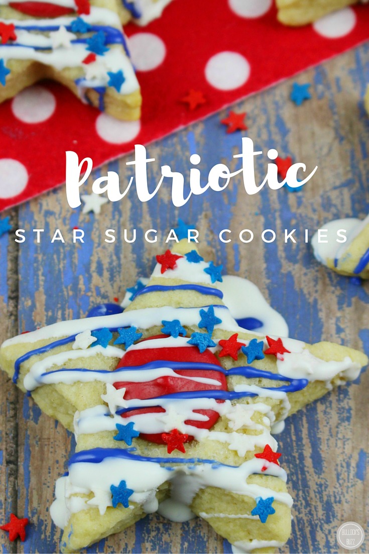 close up of an Red, White and Blue Patriotic Star Sugar Cookies