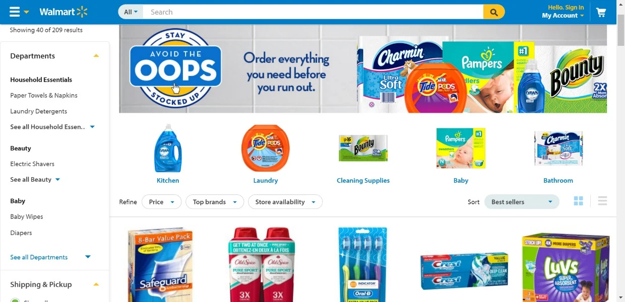 walmart.com P&G avoid the oops screen shot