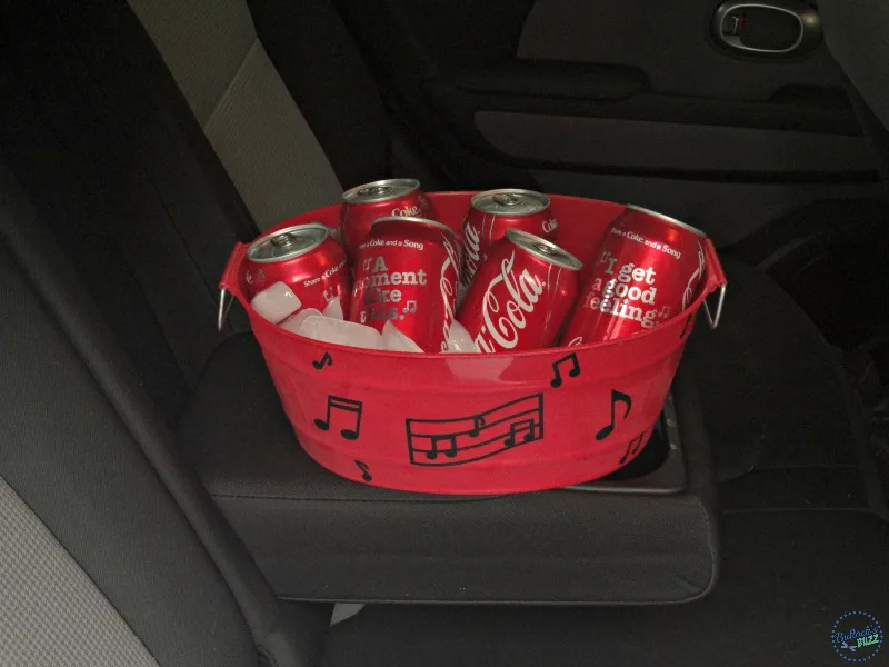 diy drink cooler and matching cups Coca Cola Share a Song in car