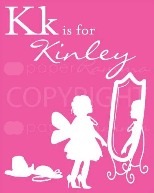 76th & newbury alphabet silhouette print in pink