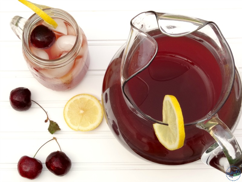 Cherry and Ginger Infused Green Tea in a glass with ice