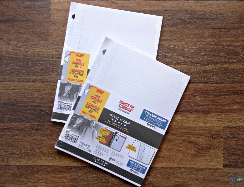 five star back to school reinforced filler paper loose leaf