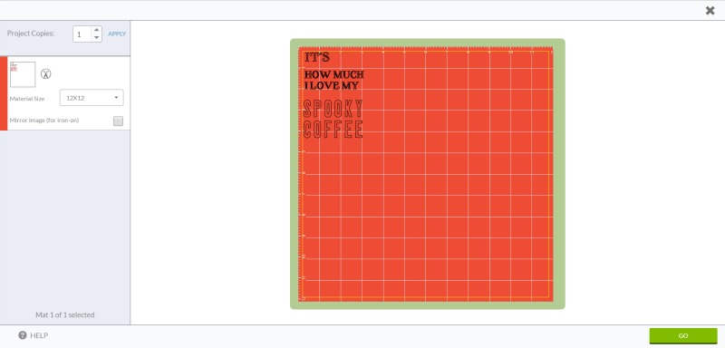 Select 'go' to begin cutting design