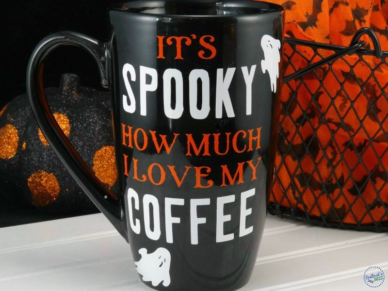 front of DIY Halloween coffee mug