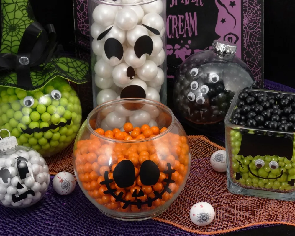 Halloween dinner party ideas - candy filled jars