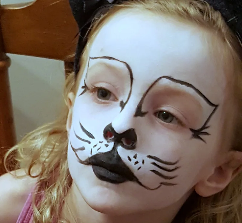 kitty cat face painting tutorial finished