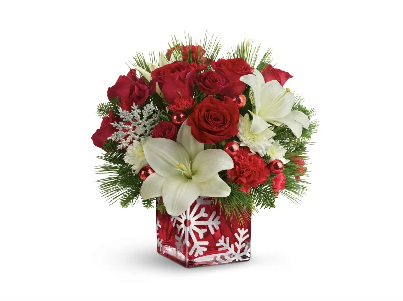 Christmas Floral Arrangements - Teleflora silver christmas bouquet