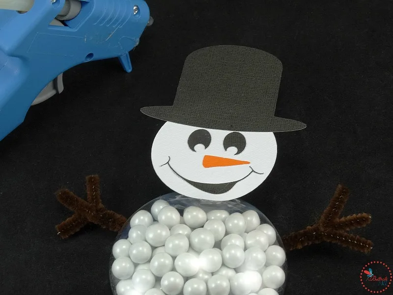 DIY Christmas Snowman treats glue on arms