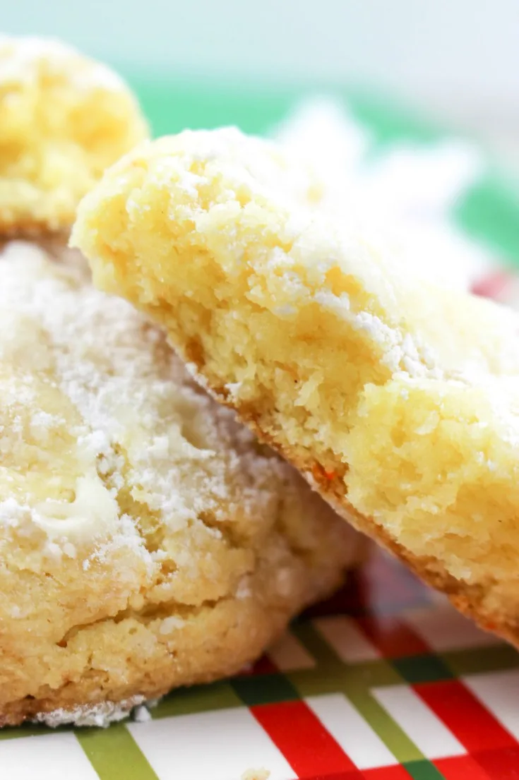 Eggnog Gooey Butter Cookies Recipe close up image