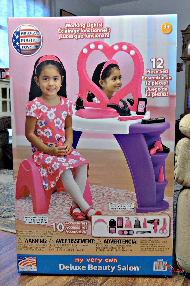 Made in America by American Plastic Toys, the Deluxe Beauty Salon has everything your budding cosmetologist needs for beauty salon play and makeovers. A great, unique and unusual gifts for kids.