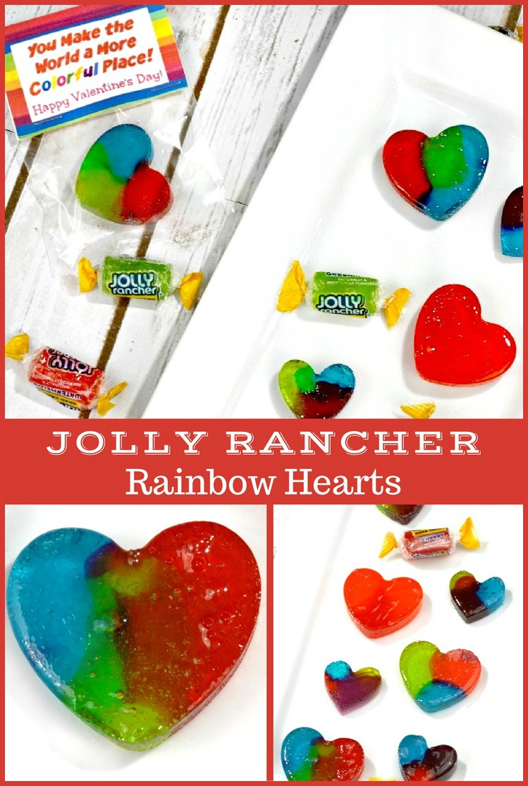 Make Valentine's Day even sweeter with these delicious and pretty homemade Rainbow Hearts candy! Plus, a free printable Valentines treat bag topper! #ValentinesDay #recipes #homemadecandy #DIYcandy