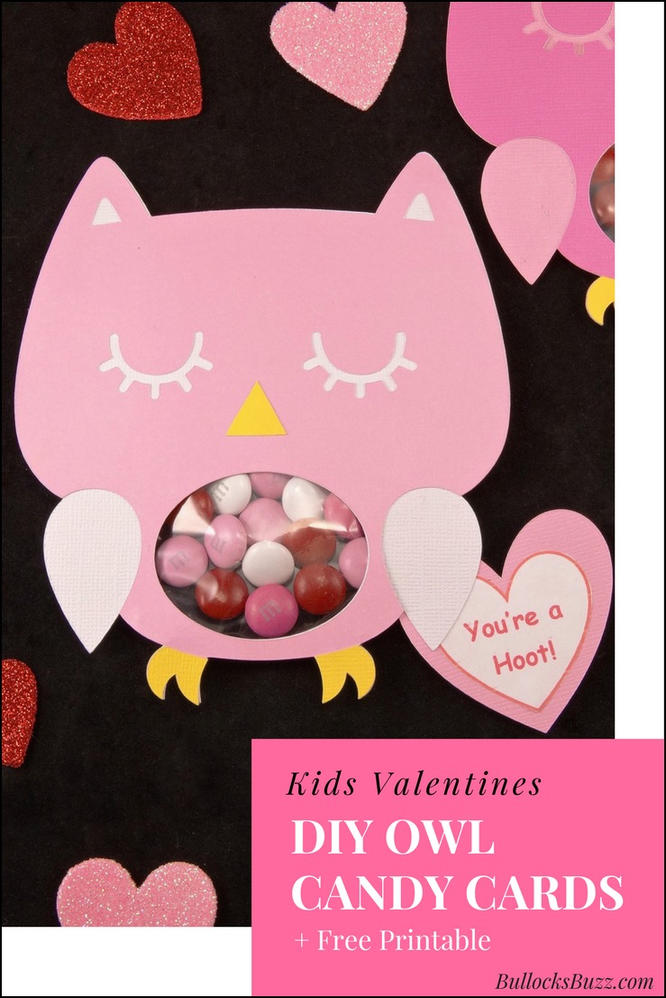 Make Valentine's Day even sweeter with these unique and adorable DIY Owl Valentine Candy Cards! They're perfect for your child's classroom party or to give to friends and family! Plus, a free printable! #Valentines #candycards #candycards #Valentinescandycards #DIYValentine