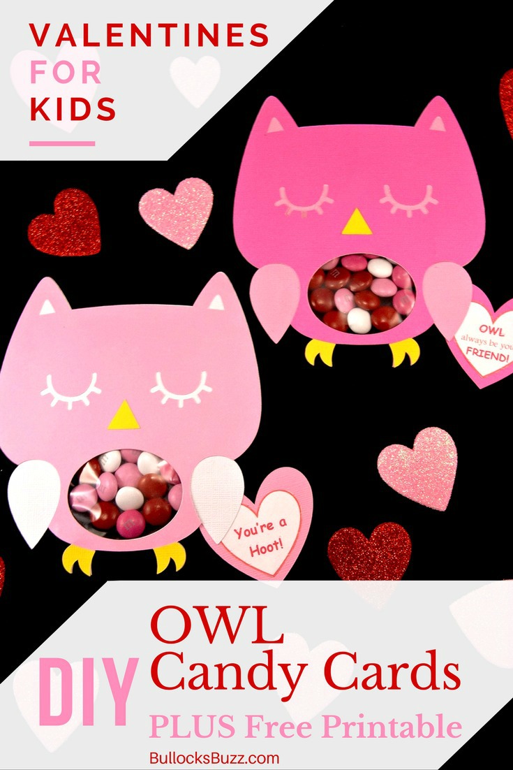 Two pink owl DIY Valentine's Day Candy Cards finished and put together