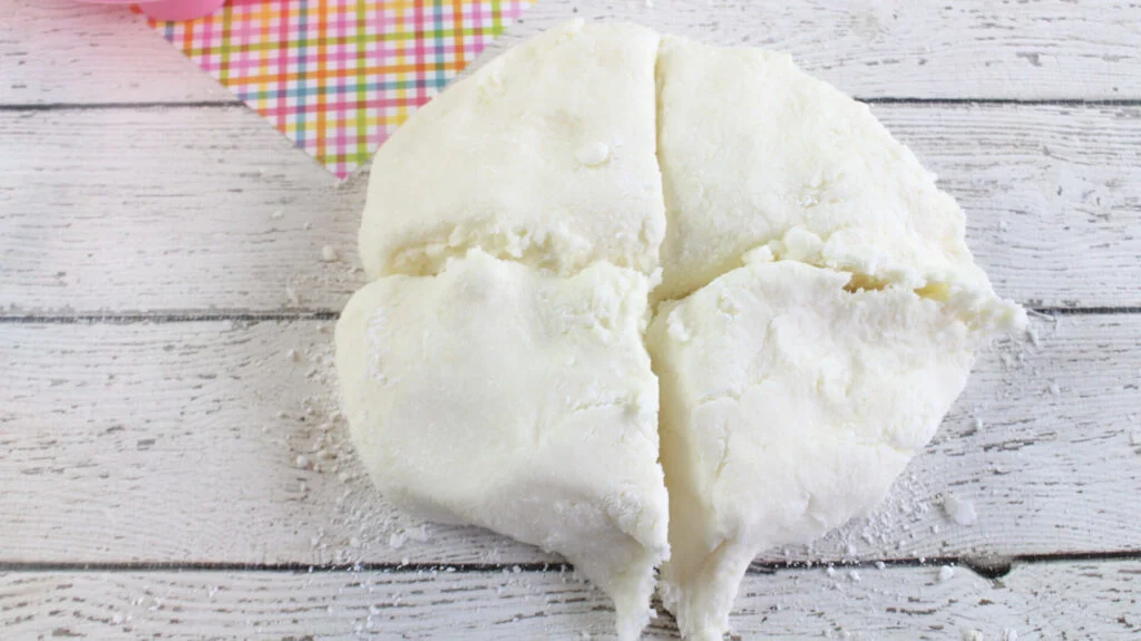 The mint dough divided into 4 sections