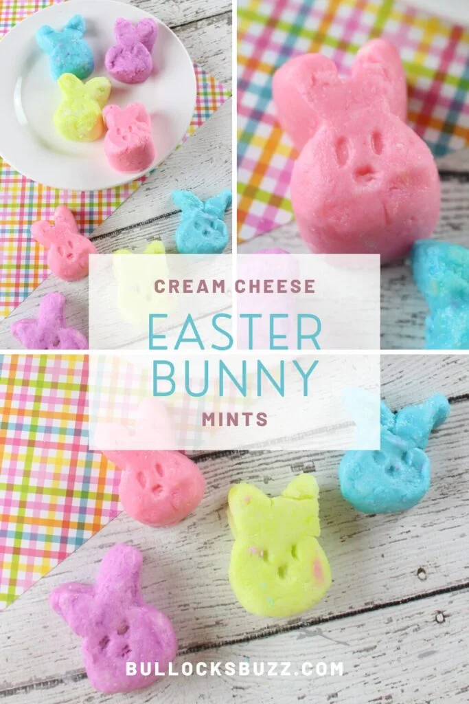 A collage of finished Cream Cheese Mints for Easter